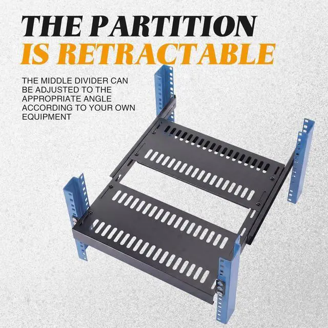 Alt view image 7 of 7 - 1U Server Rack Shelf, 4-Post Adjustable Ventilated Rack Mount Tray, 19 Inch Universal Shelf with 16''-31" Adjustable Depth for Network Equipment Server Cabinet, Black