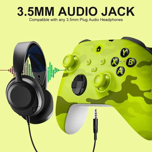 Alt view image 3 of 7 - Xbox One Controller,Xbox Controller Wireless for Xbox One, Xbox Series X/S,Wireless Controller with 3.5mm Audio Jack,with 2.4GHz Wireless Adapter,Camo Yellow