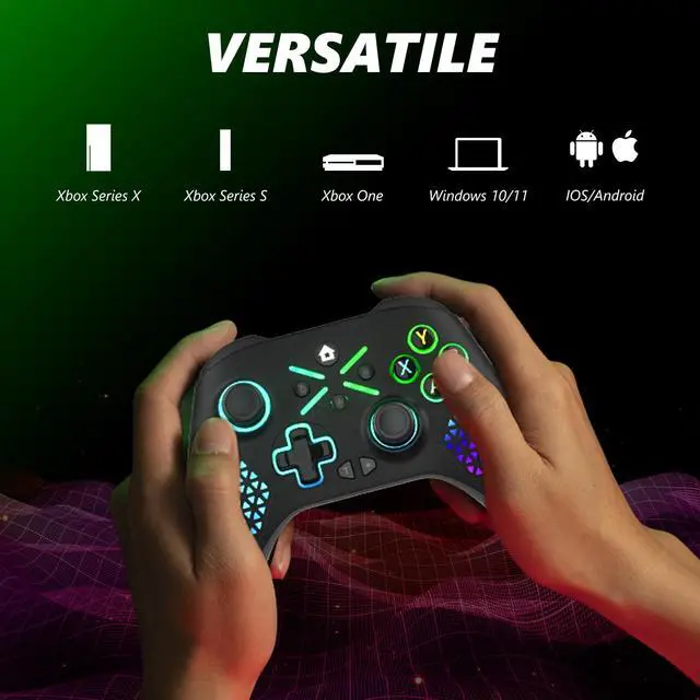 Alt view image 6 of 7 - RGB Wireless Controller for Xbox Series X|S, Xbox One & Windows 10/11, Gaming Gamepad with Hall Trigger, Turbo, Macro, 3.5mm Audio Jack, 2.4GHz Adapter