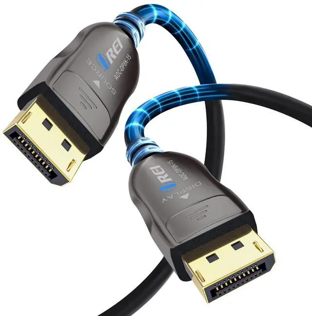 Main image of 8K DisplayPort 2.0 Active Optical Cable 15ft, 54Gbps UHBR13.5, 8K@60/30Hz, 4K@144Hz, HDR10+, Dolby Vision, VRR, EMI-Free, Gold-Plated, PVC Cable (AOC-DP8K-15)