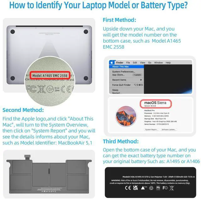 Alt view image 4 of 7 - A1465 Battery Replacement, A1406 Battery for MacBook Air 11 Inch Early 2015, Early 2014, Mid 2013, Mid 2012, Mid 2011 Model A1370 A1495 Capacity 7.6V 39W 5100mAh