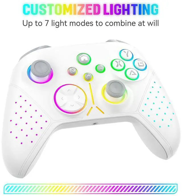 Alt view image 2 of 6 - LED Wireless for Xbox Controller, Compatible with Xbox Series X|S, Xbox One, Windows 10/11, Gaming Controller with Turbo, Macro, 3.5mm Audio Jack, Dual Vibration White