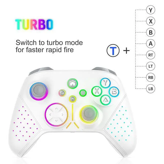 Alt view image 5 of 6 - LED Wireless for Xbox Controller, Compatible with Xbox Series X|S, Xbox One, Windows 10/11, Gaming Controller with Turbo, Macro, 3.5mm Audio Jack, Dual Vibration White