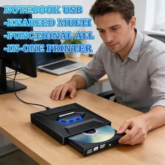 Alt view image 3 of 7 - External Blu-ray Drive Portable BD/DVD/CD Burner Writer Reader with USB Hub & SD/TF Card Reader with 3 USB Ports Hub & SD/TF Card Readers, 6X Blu-ray Optical Drive for Laptop Desktop