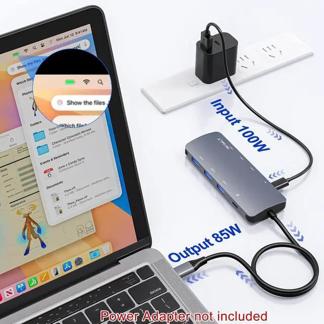 Alt view image 4 of 7 - USB C Hub 8 in 1, USB C Video Output Hub with 4K@60Hz, 10Gbps USB C Splitter, 100W PD Charging, Data Transfer, USBC Hub Multiport Adapter for MacBook, iPad Pro, More Type C Devices