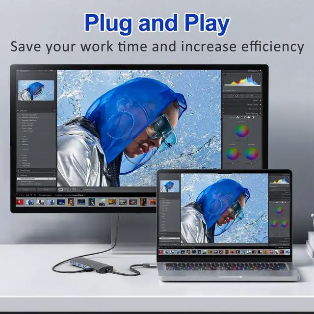 Alt view image 6 of 7 - USB C Hub 8 in 1, USB C Video Output Hub with 4K@60Hz, 10Gbps USB C Splitter, 100W PD Charging, Data Transfer, USBC Hub Multiport Adapter for MacBook, iPad Pro, More Type C Devices