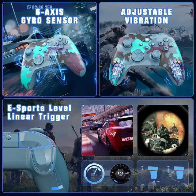 Alt view image 6 of 6 - for Xbox Controller, Compatible with Xbox One X|S, Xbox Series X|S, PC, Special Edition Custom Wireless Controller with 6-Axis Motion Control/3.5mm Audio Jack/Dual Vibration/Turbo