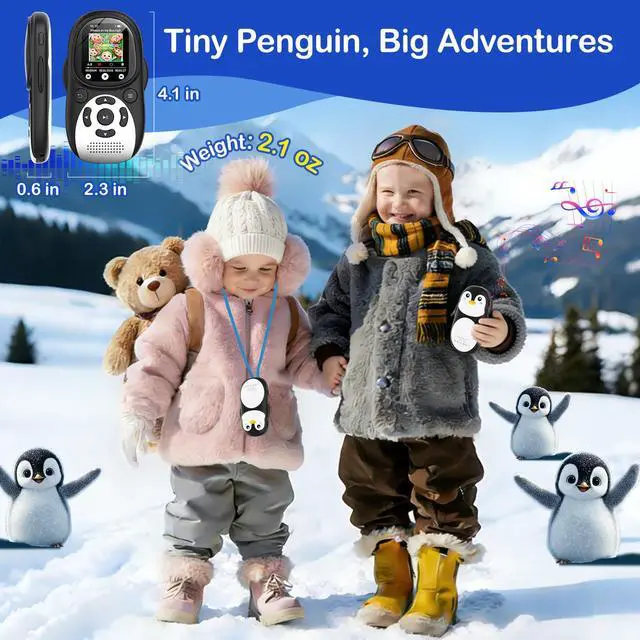 Alt view image 7 of 7 - 64GB Cute Penguin MP3 Player with Bluetooth 5.3 & Speaker, Portable Music Player for Kids, 2" Screen, 65-Hour Battery Life, FM Radio, Voice Recorder, Volume Limit, Supports 128GB microSD Card