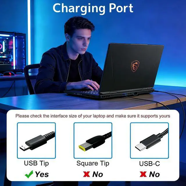 Alt view image 2 of 7 - Charger 230W 240W A20-240P2A USB Tip Fit for MSI Stealth A16 17 GS77 Alpha 17 C7V Creator Pro 16 Creator A16 Z16 Raider GP66 GP76 Katana GF76 Leopard 10UE S93-0409410-C54 DED200120M AC Adapter Laptop