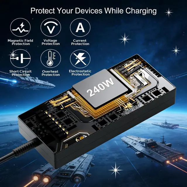 Alt view image 7 of 7 - Charger 230W 240W A20-240P2A USB Tip Fit for MSI Stealth A16 17 GS77 Alpha 17 C7V Creator Pro 16 Creator A16 Z16 Raider GP66 GP76 Katana GF76 Leopard 10UE S93-0409410-C54 DED200120M AC Adapter Laptop