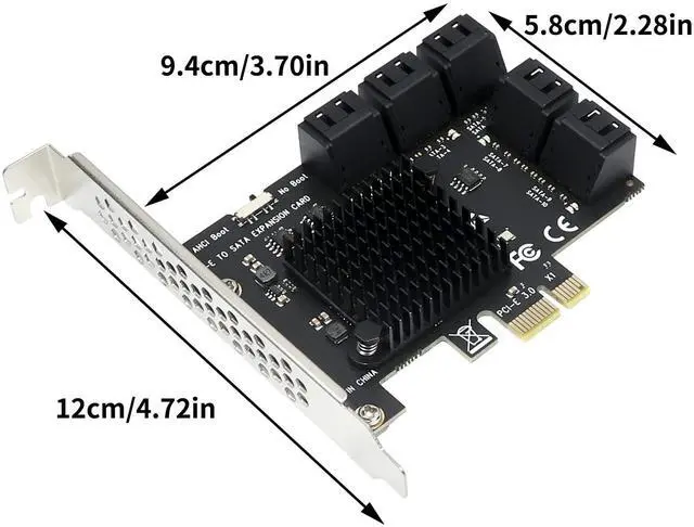 Alt view image 2 of 7 - SATA Expansion Card 10 Ports,6Gbps PCI Express x1 to SATA 3.0 Controller Card for Windows XP/7/8/10 SSD HDD