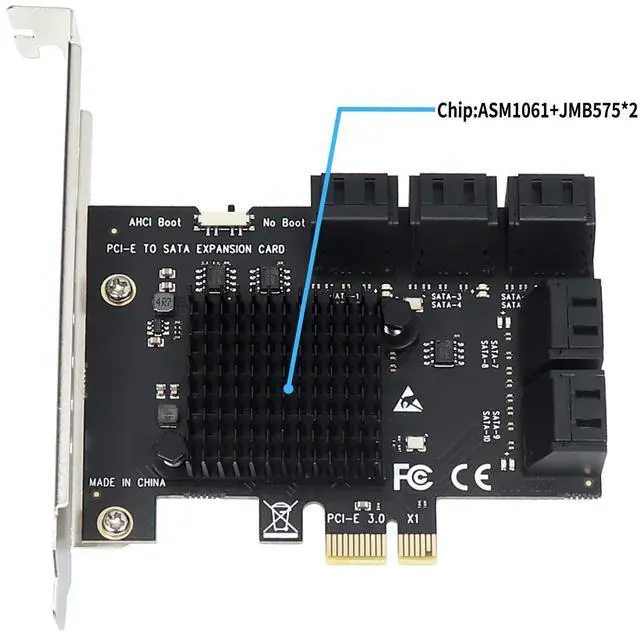 Alt view image 5 of 7 - SATA Expansion Card 10 Ports,6Gbps PCI Express x1 to SATA 3.0 Controller Card for Windows XP/7/8/10 SSD HDD