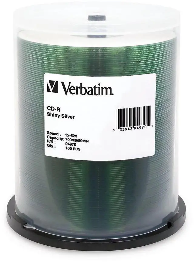 Main image of CD-R 700MB 52X Shiny Silver Silk Screen Printable - 100pk Spindle (94970)