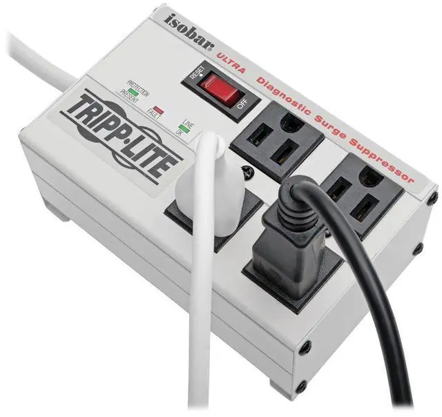 Alt view image 2 of 7 - ISOBAR4ULTRA Isobar 4 Outlet Heavy Duty Power Strip Surge Protector, 3330 Joules, 6ft Cord, Flat Plug, Metal Power Strip, Industrial Garage Work Shop Bench, Under Desk and Wall Mountable