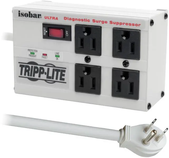 Main image of ISOBAR4ULTRA Isobar 4 Outlet Heavy Duty Power Strip Surge Protector, 3330 Joules, 6ft Cord, Flat Plug, Metal Power Strip, Industrial Garage Work Shop Bench, Under Desk and Wall Mountable