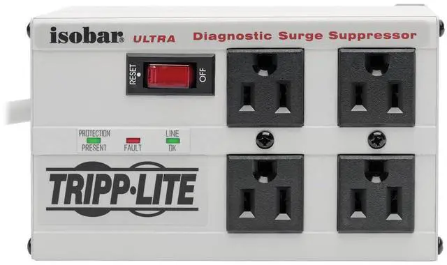 Alt view image 6 of 7 - ISOBAR4ULTRA Isobar 4 Outlet Heavy Duty Power Strip Surge Protector, 3330 Joules, 6ft Cord, Flat Plug, Metal Power Strip, Industrial Garage Work Shop Bench, Under Desk and Wall Mountable