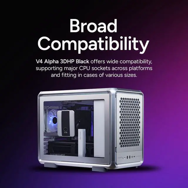 Alt view image 5 of 7 - V4 Alpha 3DHP CPU Air Cooler, Single-Tower, Dual PWM Fans