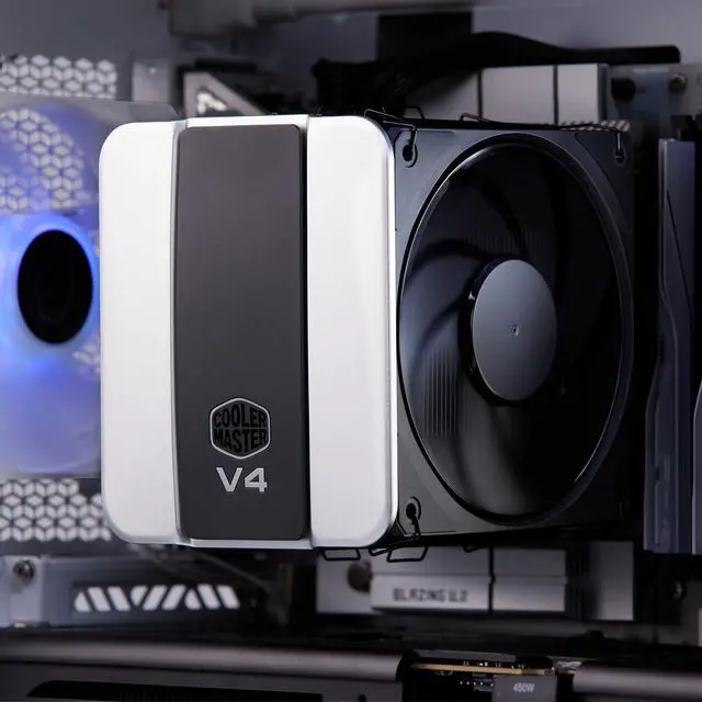Alt view image 7 of 7 - V4 Alpha 3DHP CPU Air Cooler, Single-Tower, Dual PWM Fans