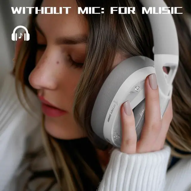 Alt view image 7 of 7 - L60 Wireless Over-Ear Gaming Headset,40mm Drivers,Detachable Noise Cancelling Mic,Memory Foam Ear Pads,3 Modes USB Computer Headset with 5.1 Surround Sound for PC/Mac/PS4/PS5-White