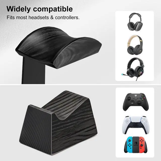 Alt view image 4 of 7 - Solid Wood Gaming Headset Stand with Controller Holder - Creative Gift for Teens, Boyfriends, Brothers, and Gamers - Desktop Organization and Decoration