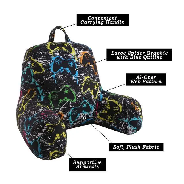 Alt view image 6 of 6 - Gamer Reading Pillow with Arms for Bed 28" x 15" Gaming Backrest Support Cushion with Memory Foam Couch Cushion Support Pillow for Sitting up