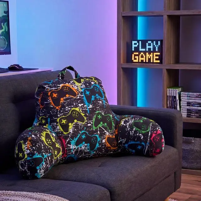 Main image of Gamer Reading Pillow with Arms for Bed 28" x 15" Gaming Backrest Support Cushion with Memory Foam Couch Cushion Support Pillow for Sitting up