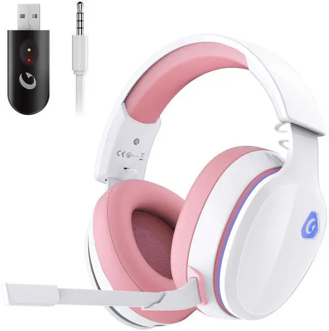 Main image of 2.4GHz Wireless Gaming Headset for PS5, PS4 Fortnite & FPS Gamers, PC, Nintendo Switch, Bluetooth 5.3 Gaming Headphones with Noise Canceling Mic, Stereo Sound, 40+Hr Battery (Pink)