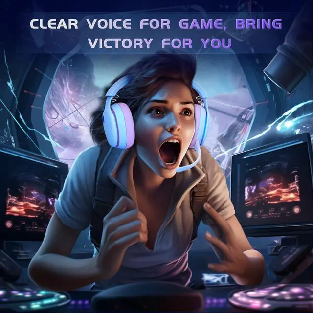 Alt view image 4 of 7 - 2.4GHz Wireless Gaming Headset for PS5, PS4 Fortnite & FPS Gamers, PC, Nintendo Switch, Bluetooth 5.3 Gaming Headphones with Noise Canceling Mic, Stereo Sound, 40+Hr Battery (Pink)