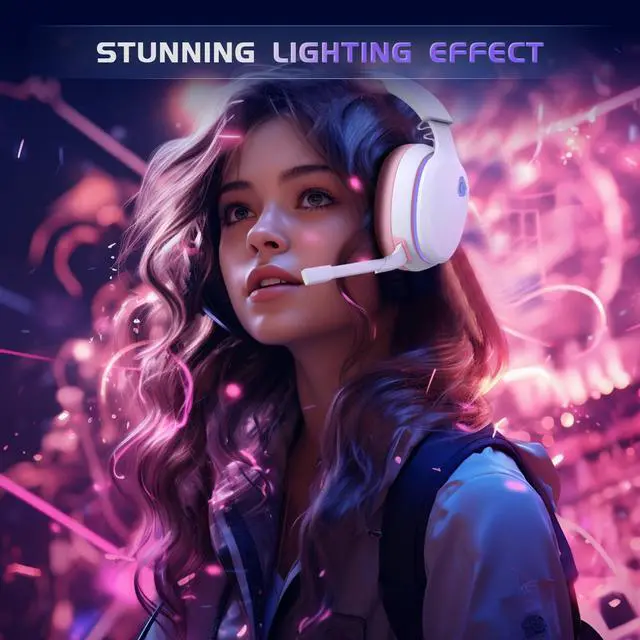 Alt view image 6 of 7 - 2.4GHz Wireless Gaming Headset for PS5, PS4 Fortnite & FPS Gamers, PC, Nintendo Switch, Bluetooth 5.3 Gaming Headphones with Noise Canceling Mic, Stereo Sound, 40+Hr Battery (Pink)