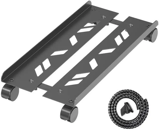 Main image of Adjustable Computer Tower Stand, Ventilated Mobile CPU Stand Fits Most PC Tower, Steel Desktop CPU Holder with Rolling Caster Wheels, PC Floor Cart Riser for Gaming Office Desk Accessories