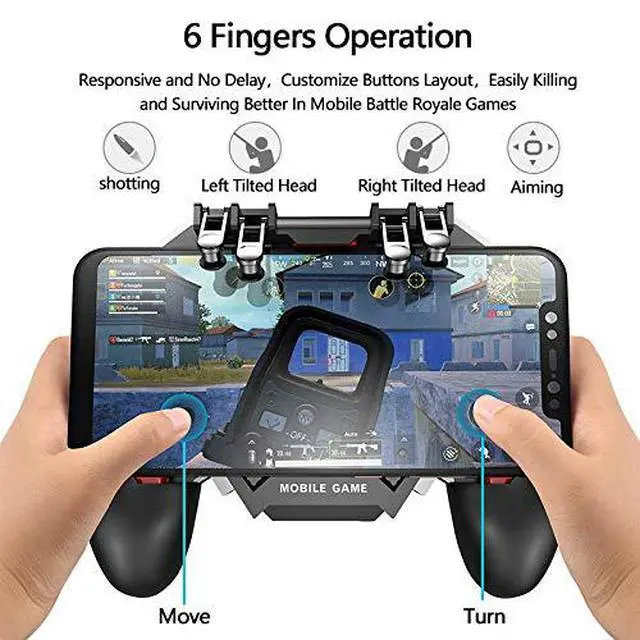 Alt view image 2 of 7 - PUBG Mobile Controller with Phone Cooler 4000mAh Built-in Battery for PUBG/Knives Out/Call of Duty, PUBG Game L2R2 Triggers for 4.7-6.5" Android Phones and iPhone