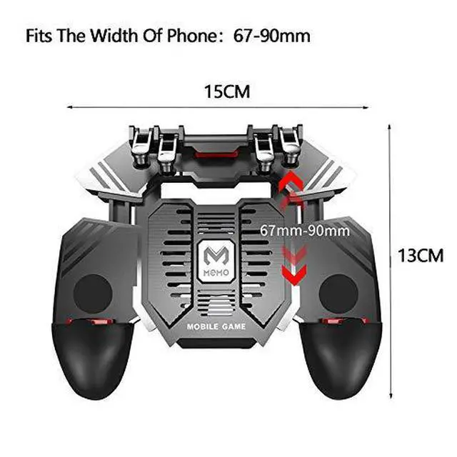 Alt view image 7 of 7 - PUBG Mobile Controller with Phone Cooler 4000mAh Built-in Battery for PUBG/Knives Out/Call of Duty, PUBG Game L2R2 Triggers for 4.7-6.5" Android Phones and iPhone