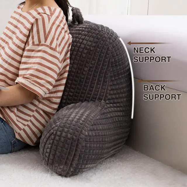 Alt view image 5 of 7 - Reading Pillow Bed Wedge Large Adult Children Backrest with Arms Back Support for Sitting Up in Bed/Couch for Lounging Bedrest,Waffle Stereoscopic Design,Pink