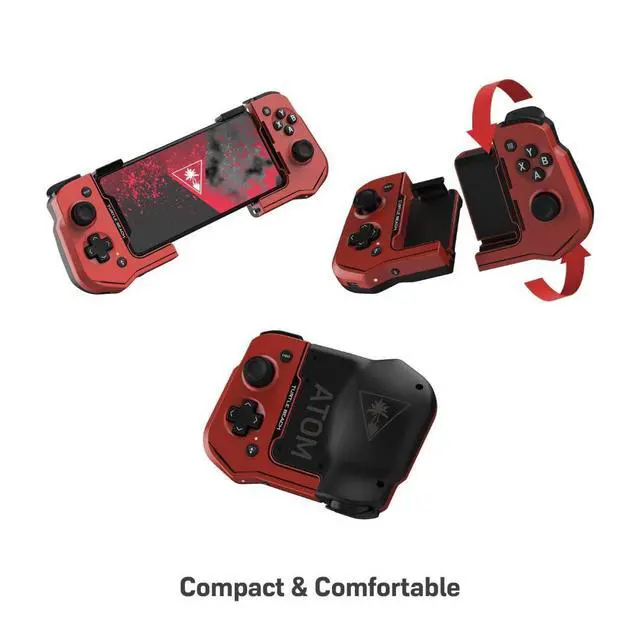 Alt view image 2 of 7 - Atom Mobile Game Controller with Bluetooth for Cloud Gaming on Android Mobile Devices with Compact Shape, Console Style Controls & Low Latency Bluetooth - Red