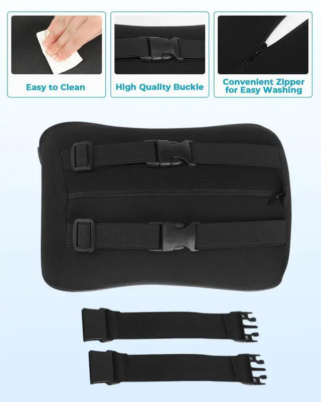 Alt view image 5 of 7 - Car Headrest Pillow Memory Foam Car Neck Pillow with Adjustable Strap Soft Leather Headrest for Driving Home Office Black (1PC)