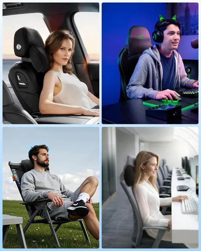 Alt view image 6 of 7 - Car Headrest Pillow Memory Foam Car Neck Pillow with Adjustable Strap Soft Leather Headrest for Driving Home Office Black (1PC)