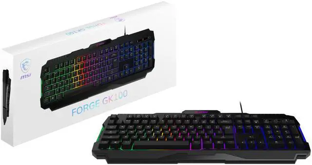 Main image of i Forge GK100 US - Membrane Keyboard, RGB, Ergonomic, Anti-GHOSTING, Angle-Adjustable (Black)