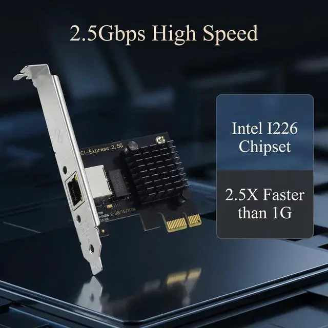 Alt view image 2 of 6 - 2.5Gb PCIe Network Card with Intel I226-V Chip, 2500M/1000M/100M Network Adapter NIC, PCIe 3.1 X1, PCI Express Gigabit Ethernet Card for Windows 10/11, Linux Kernel 5.16.18/RHEL8.6, VMware ESXi8.0