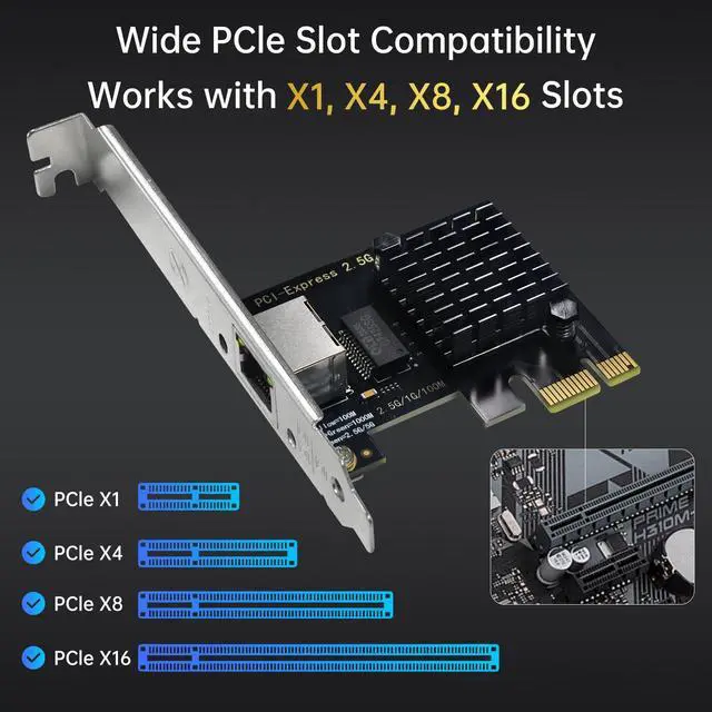 Alt view image 3 of 6 - 2.5Gb PCIe Network Card with Intel I226-V Chip, 2500M/1000M/100M Network Adapter NIC, PCIe 3.1 X1, PCI Express Gigabit Ethernet Card for Windows 10/11, Linux Kernel 5.16.18/RHEL8.6, VMware ESXi8.0