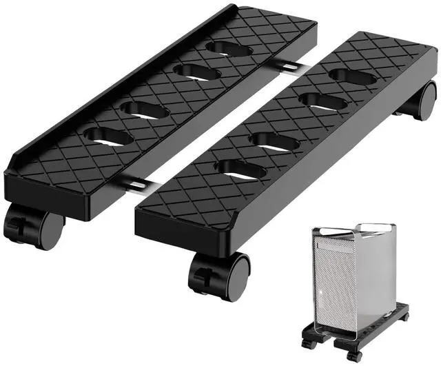 Main image of Adjustable Mobile CPU Stand, Ventilated Computer Tower Stand with 4 Caster Wheels Fits Most PC Tower, Under Desk CPU Holder PC Floor Cart Computer Riser for Gamers and Students (Large Black)