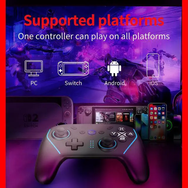 Alt view image 2 of 7 - Compatible with Nintendo Switch/Switch OLED/Switch Lite/Switch 2, PC, Android, iOS - 6-Axis Gyro, Dual 4-Level Vibration, Anti-Drift Joysticks, Turbo,2 Programmable Buttons,Wake-Up,Screenshot