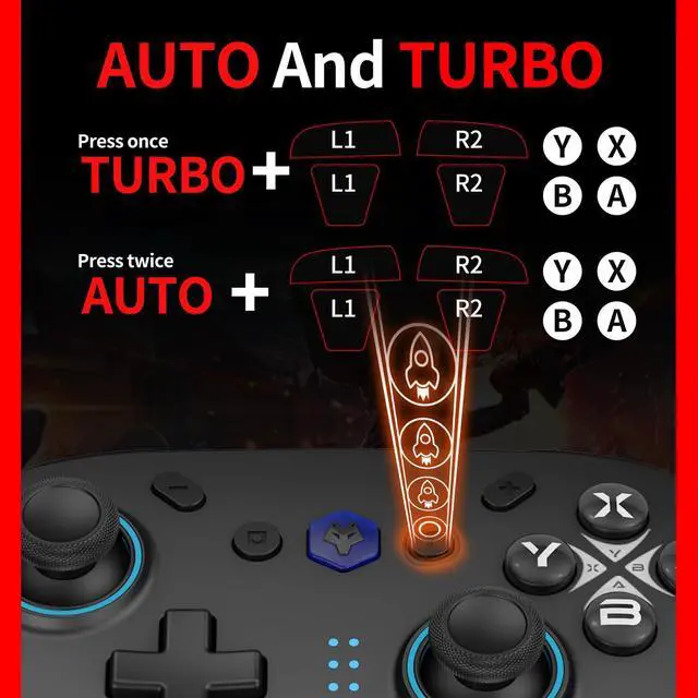 Alt view image 6 of 7 - Compatible with Nintendo Switch/Switch OLED/Switch Lite/Switch 2, PC, Android, iOS - 6-Axis Gyro, Dual 4-Level Vibration, Anti-Drift Joysticks, Turbo,2 Programmable Buttons,Wake-Up,Screenshot