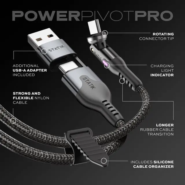Alt view image 7 of 7 - PowerPivot 90 Degree Cable Pro Fast Charging Cable, USB C Swivel Head Charger Cable, 100W Type C Charger, Data Transfer Capable Right Angle USB Charger Cord, USB C to USB C Cable 9.9FT/3M