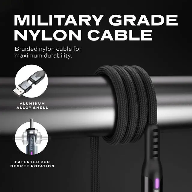 Alt view image 3 of 7 - PowerPivot 90 Degree Cable Pro Fast Charging Cable, USB C Swivel Head Charger Cable, 100W Type C Charger, Data Transfer Capable Right Angle USB Charger Cord, USB C to USB C Cable 9.9FT/3M