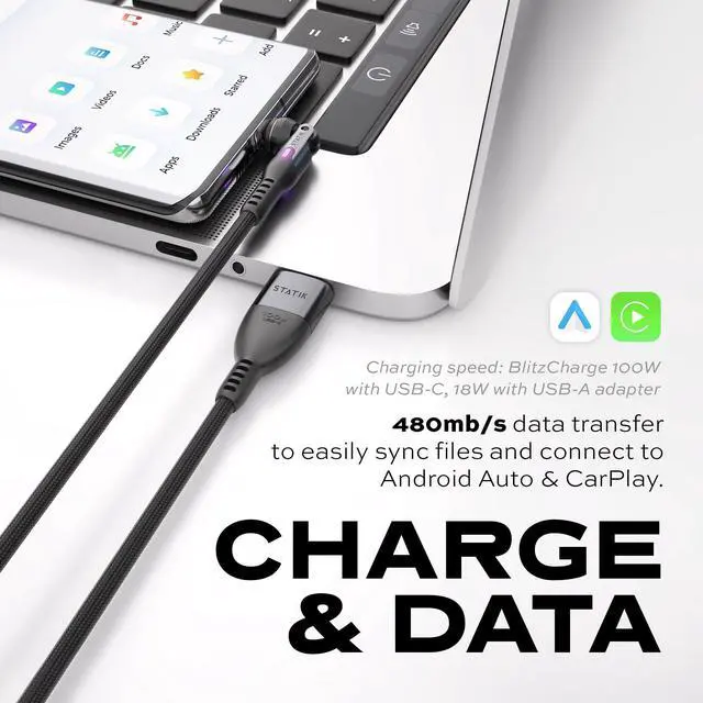 Alt view image 6 of 7 - PowerPivot 90 Degree Cable Pro Fast Charging Cable, USB C Swivel Head Charger Cable, 100W Type C Charger, Data Transfer Capable Right Angle USB Charger Cord, USB C to USB C Cable 9.9FT/3M