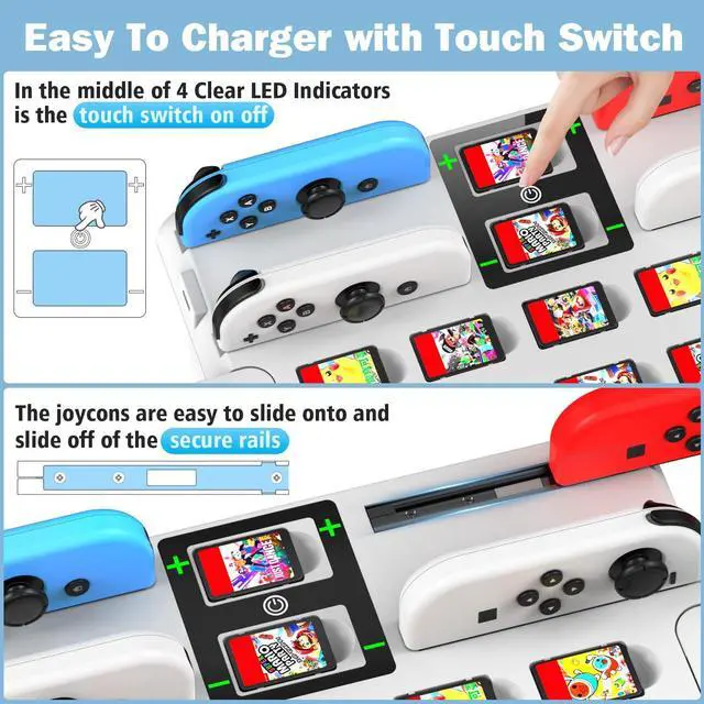 Alt view image 2 of 6 - Switch Organizer Station with Controller Charger, Charging Dock for Nintendo Switch & OLED Joy-Cons, Storage for Games, TV Dock, Pro Controller, Sega Game Gear Accessories