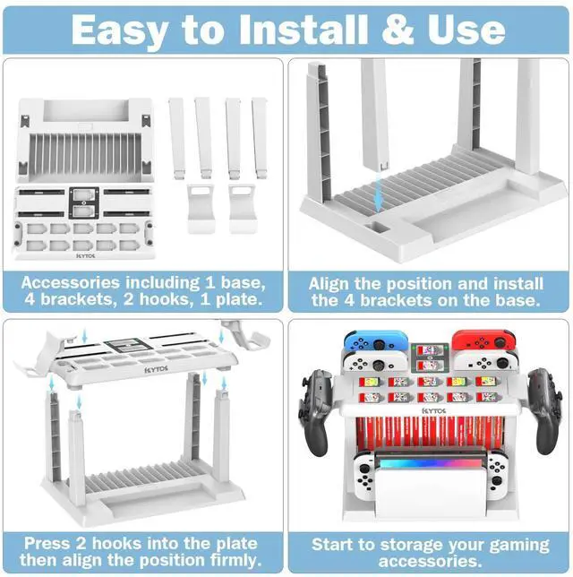 Alt view image 5 of 6 - Switch Organizer Station with Controller Charger, Charging Dock for Nintendo Switch & OLED Joy-Cons, Storage for Games, TV Dock, Pro Controller, Sega Game Gear Accessories