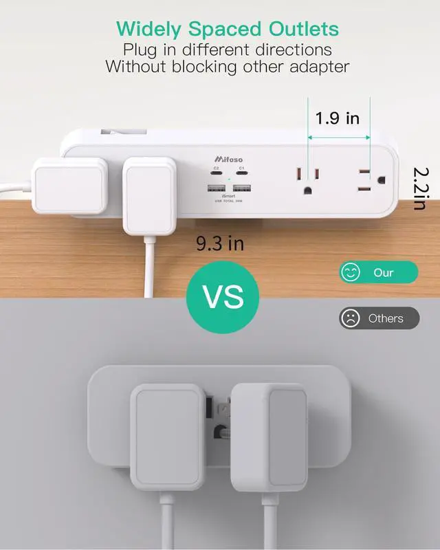 Alt view image 4 of 7 - PD30W Desk Clamp Power Strip, Desktop Mount Surge Protector, Fast Charging Station, 5Ft Extension Cord Desk Edge Mount Shelf with 4 Outlets 4 USB Ports (2 USB C), Home Office Accessories Essentials
