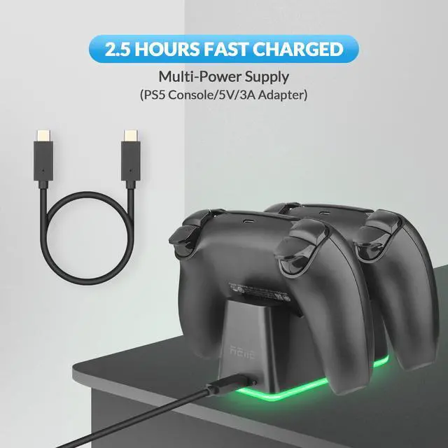 Alt view image 4 of 6 - Charger Dock Station,Full Charged Within 2.5 Hrs,Dual Fast Charging Dock,RGB Backlit for PS5