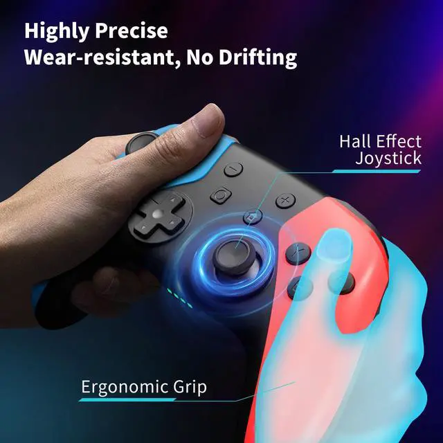 Alt view image 2 of 7 - Pro Controller for Nintendo Switch/Lite/OLED/Windows, Hall Effect Joystick for Wireless Switch Controllers
